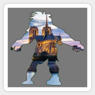 Hunchback Quasimodo - View of Notre Dame Grey Sticker